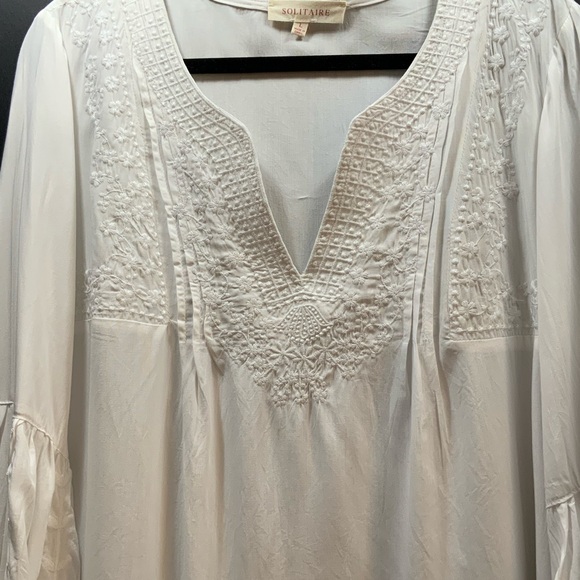 Solitaire Tops - Solitaire Ivory Embroidered Blouse